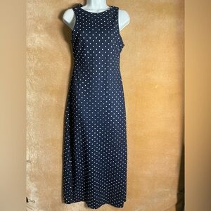 SHEIN Navy and White Polka Dot Midi Dress